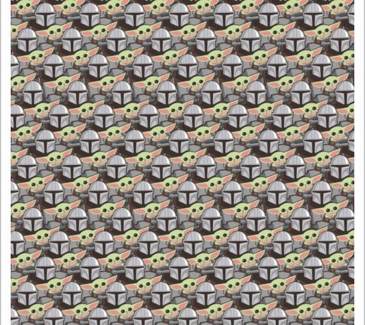 CAM73800266-1 Star Wars Mandalorian Stickers fabric- 100% Cotton- continuous cuts- fast shipping