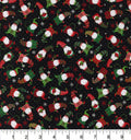 Packed Mini Gnomes on black- cotton fabric 100% Cotton -