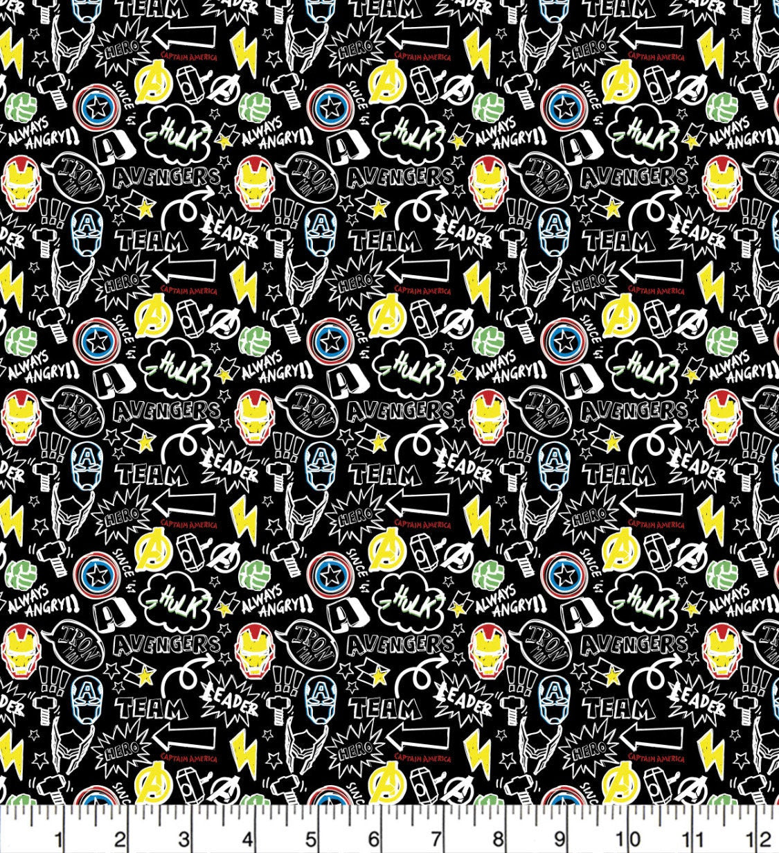 Marvel Doodle Superhero Fabric - 100% Cotton/