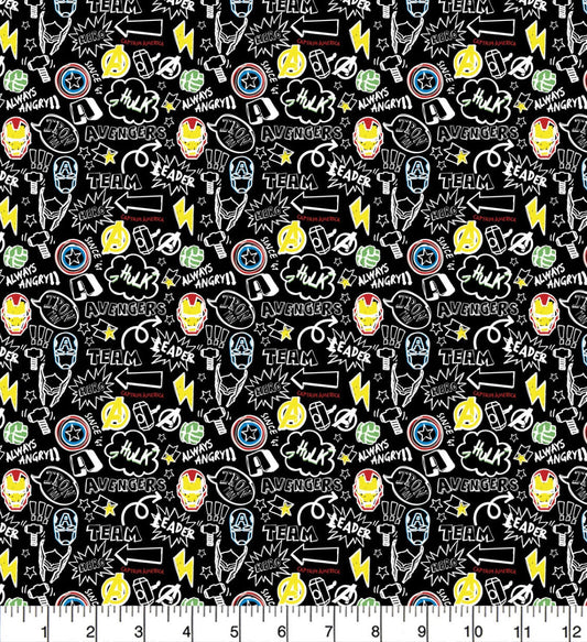 Marvel Doodle Superhero Fabric - 100% Cotton/