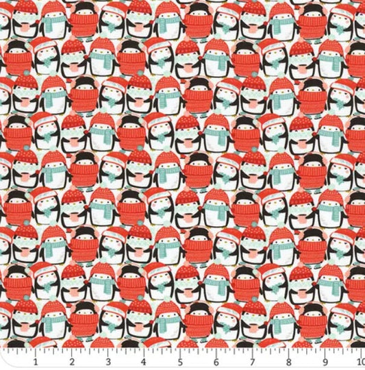Merry Penguins Multip Packed Penguins Cotton Fabric - Camelot Fabrics Continuous Cuts 89220901
