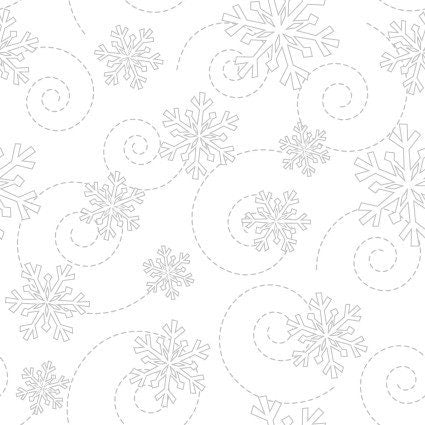 Kimberbell White Snowflakes on white fabric- Continuous Cuts- 100% Cotton MAS8240-WW