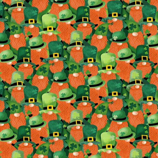 Packed St. Patricks Day Gnomes - Gnome cotton fabric- St Patrick’s day- Timeless Treasures - GAIL-C8332 - Continuous Cuts