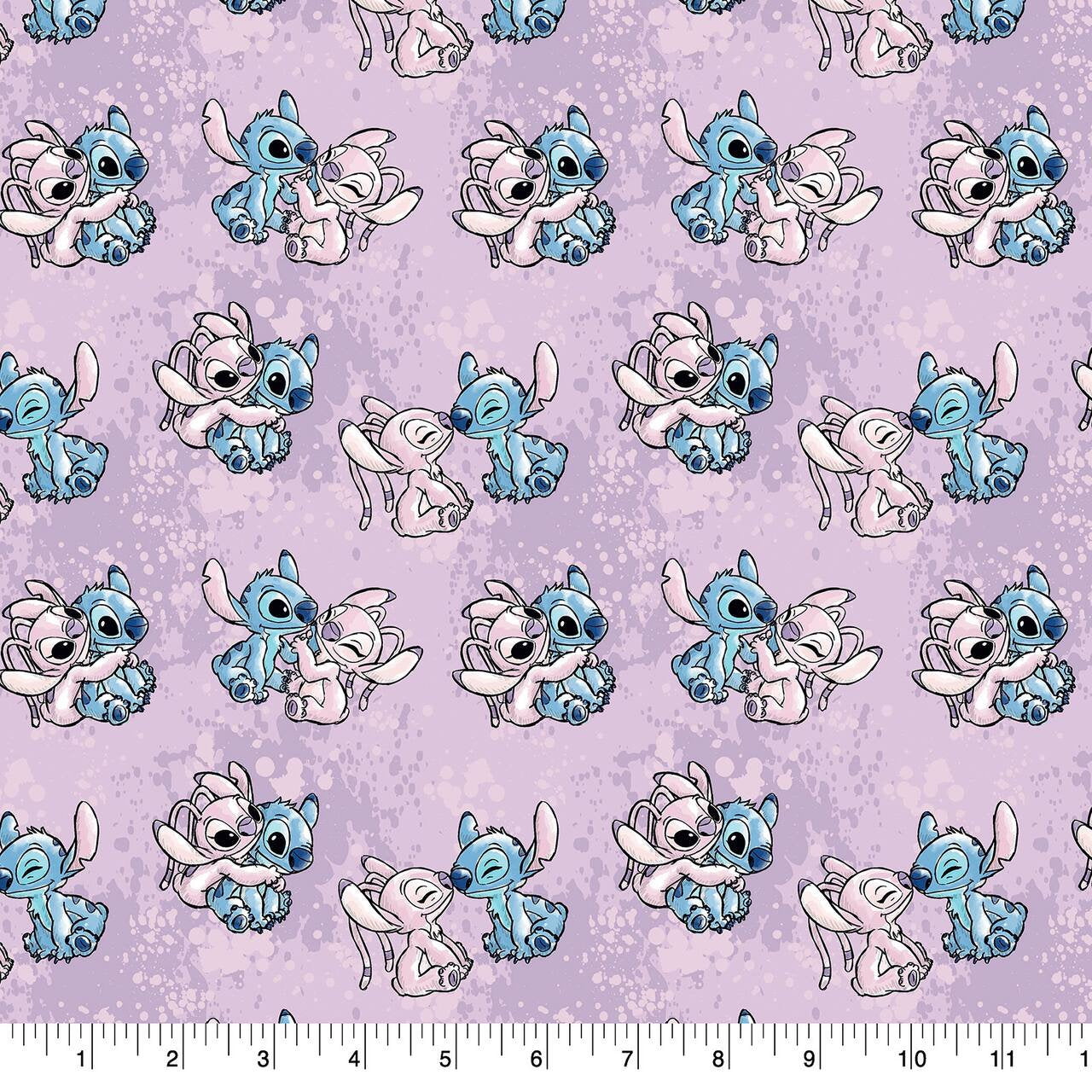LILO and Stitch Angel Watercolor cotton fabric 100% Cotton - continuous cuts! Licensed Fabric