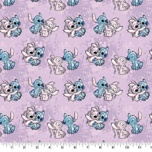 LILO and Stitch Angel Watercolor cotton fabric 100% Cotton - continuous cuts! Licensed Fabric