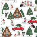 Santa Paws Christmas Fabric - Fat Quarters- 100% Cotton- -3 Wishes Fabrics - 3W-Santa Paws 20756 White - Santa Paws Village