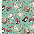 Santa Paws Christmas Fabric - Fat Quarters- 100% Cotton -3 Wishes Fabrics - 3W-Santa Paws 20754 Green - Purrfect Package