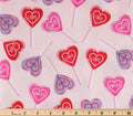 End of Bolt 0Valentines Day Lollipops Cotton Fabric - Fat Quarters available- 100% Cotton- Heart Pink XOXO Cookies