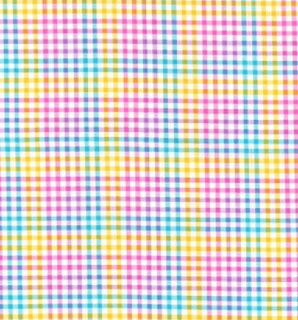 Easter cotton Gingham Check - Hoppy Easter fabric- 100% Cotton- Continuous Cuts