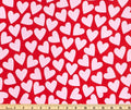 End of Bolt - Pink Hearts on Red- 100% Cotton-