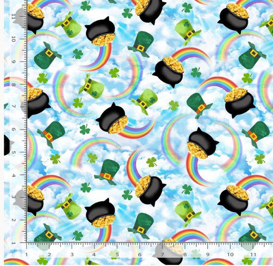Pot of Gold and Rainbows Cotton fabric- 100% Cotton - continuous cuts GAIL CD2381 Timeless Treasures