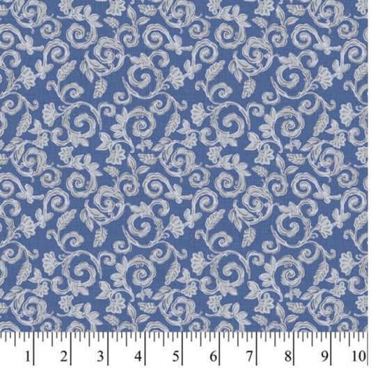 Swirly Floral Cotton Fabric - 100% Cotton -David Textiles- Continuous cuts
