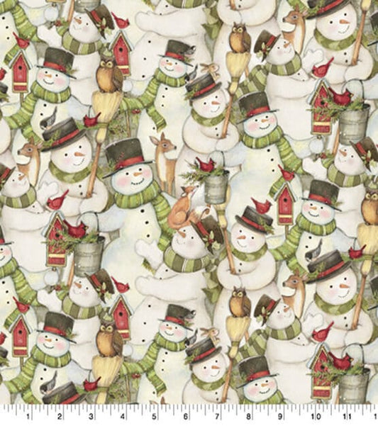 Springs Creative Christmas Snowman Springs Creative Cotton Fabric - Continuous Cuts - Fast shipping - packed snowman, Christmas Fabric
