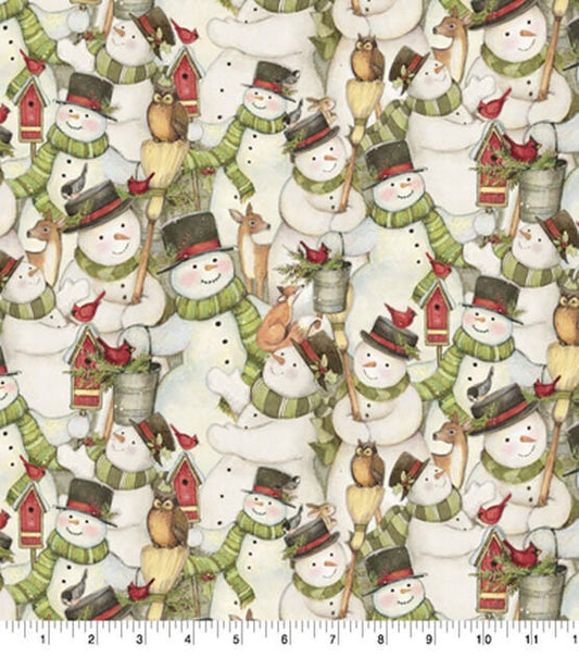 Springs Creative Christmas Snowman Springs Creative Cotton Fabric - Continuous Cuts - Fast shipping - packed snowman, Christmas Fabric