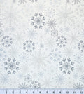 Large Foil Snowflake Christmas Cotton white fabric- metallic accent - 100% Cotton