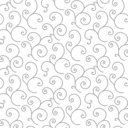 Kimberbell Basics Scroll White Gray MAS8243-WK Continuous cuts -100% Cotton - Blender