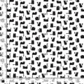 White tossed Black Cats Cotton Fabric - 100% Cotton- Continuous Cuts -