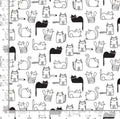 White Cats Nap Time Cotton Fabric - 100% Cotton- Continuous Cuts