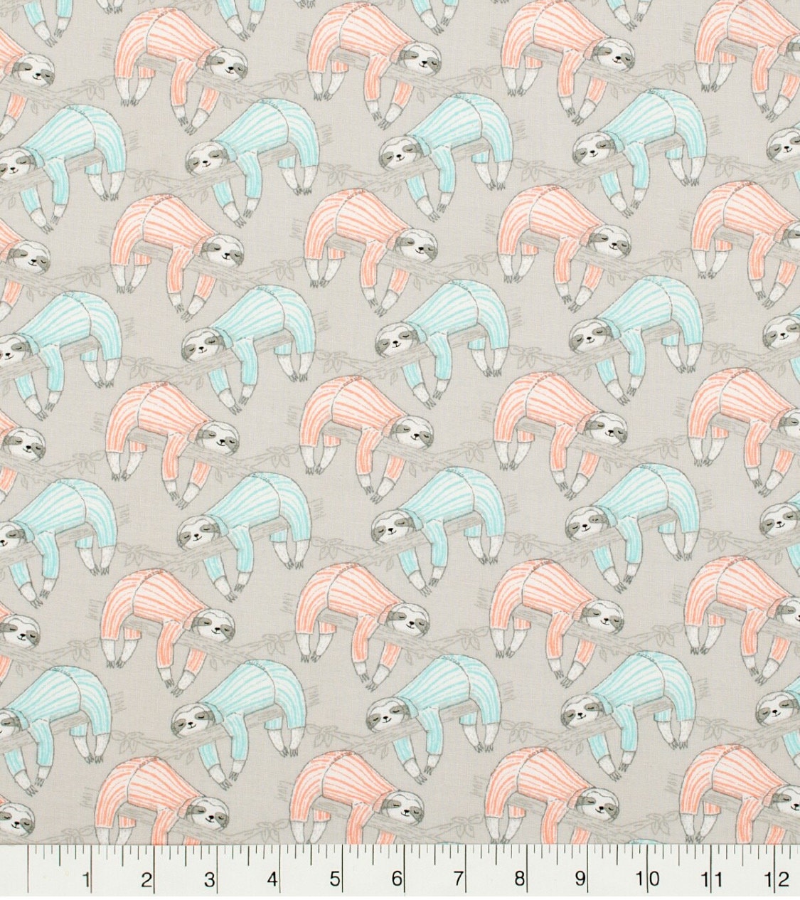 Sleeping Sloths Novelty 100% Cotton Fabric- Cotton - Continuous Cuts-
