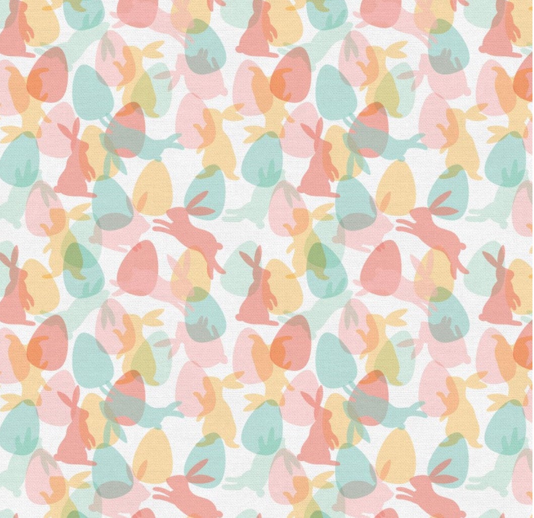 Easter Bunny Hop Cotton fabric- 100% Cotton Continuous Cuts Paintbrush Studios