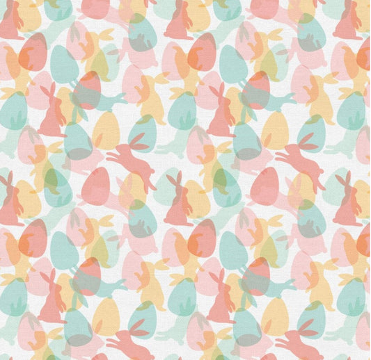 Easter Bunny Hop Cotton fabric- 100% Cotton Continuous Cuts Paintbrush Studios
