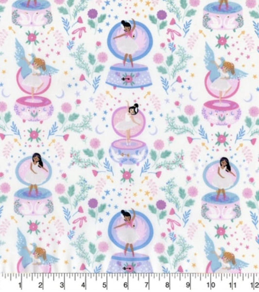 Ballerina Music Box Cotton Fabric
