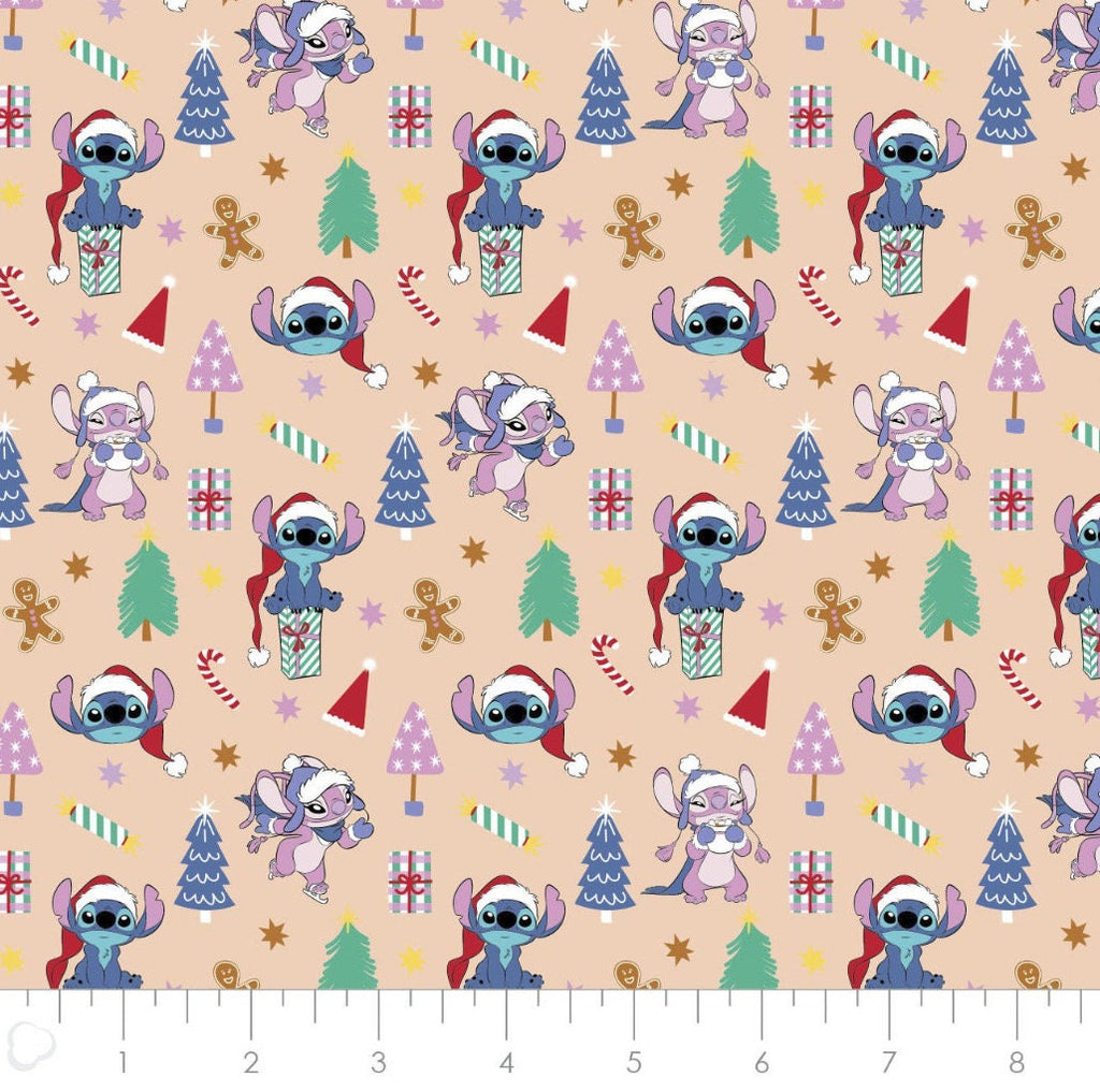 End of Bolt - LILO and Stitch Christmas Disney Cotton fabric 100% Cotton - continuous cuts!