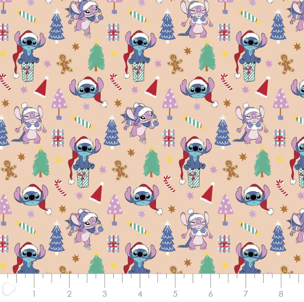 End of Bolt - LILO and Stitch Christmas Disney Cotton fabric 100% Cotton - continuous cuts!