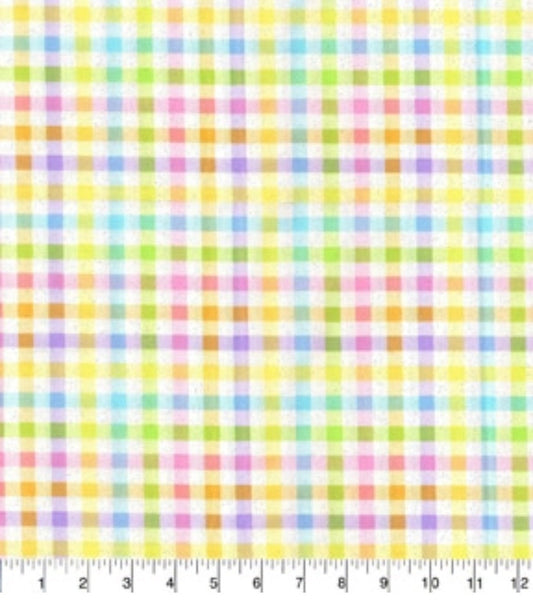 Glitter Yellow Plaid Easter cotton -  100% Cotton- Continuous Cuts