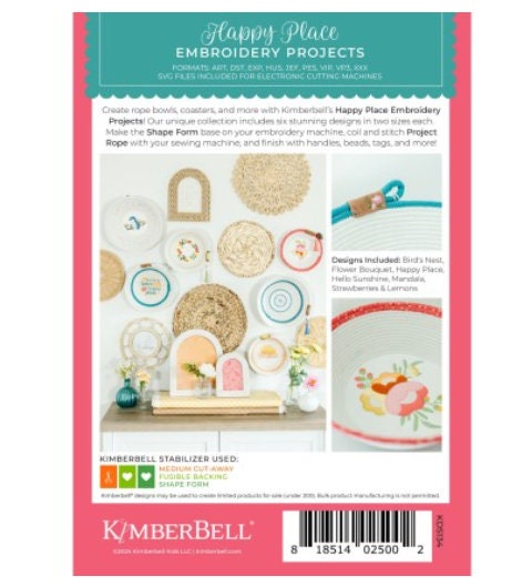 KID5134 Happy Place Embroidery Projects for Machine Embroidery CD Disc CD Designers: Kim Christopherson, KimberBell
