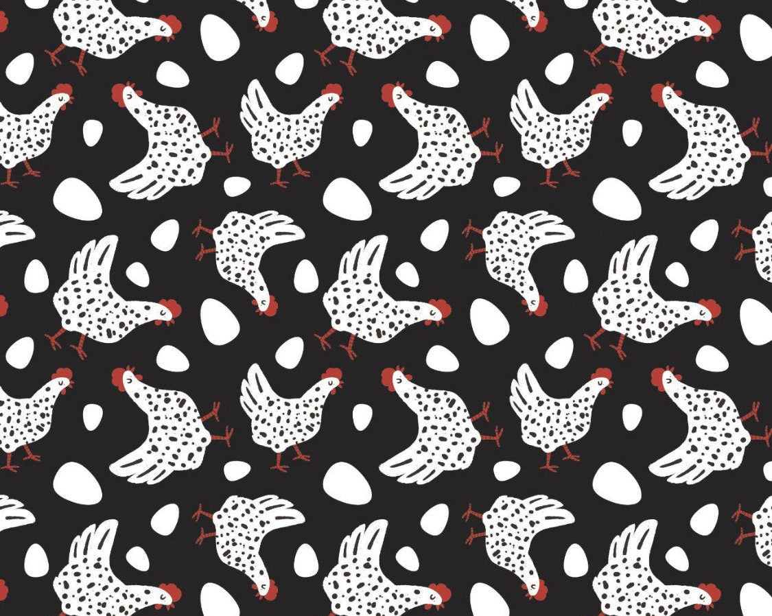 Good Cluck Chickens on Black Cotton fabric-  GOOD CLUCK! 21220305 02
