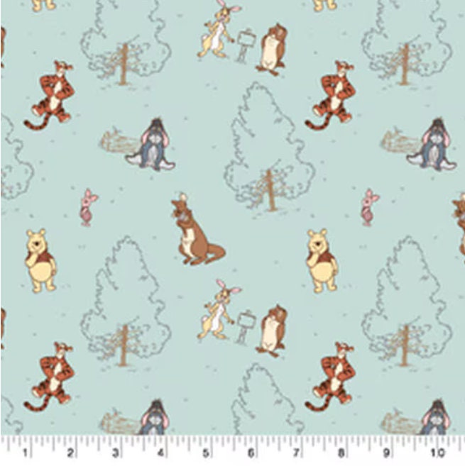 Winnie the Pooh Group Cotton Fabric- 100% Cotton - Licensed Fabric