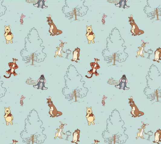 Winnie the Pooh Group Cotton Fabric- 100% Cotton - Licensed Fabric