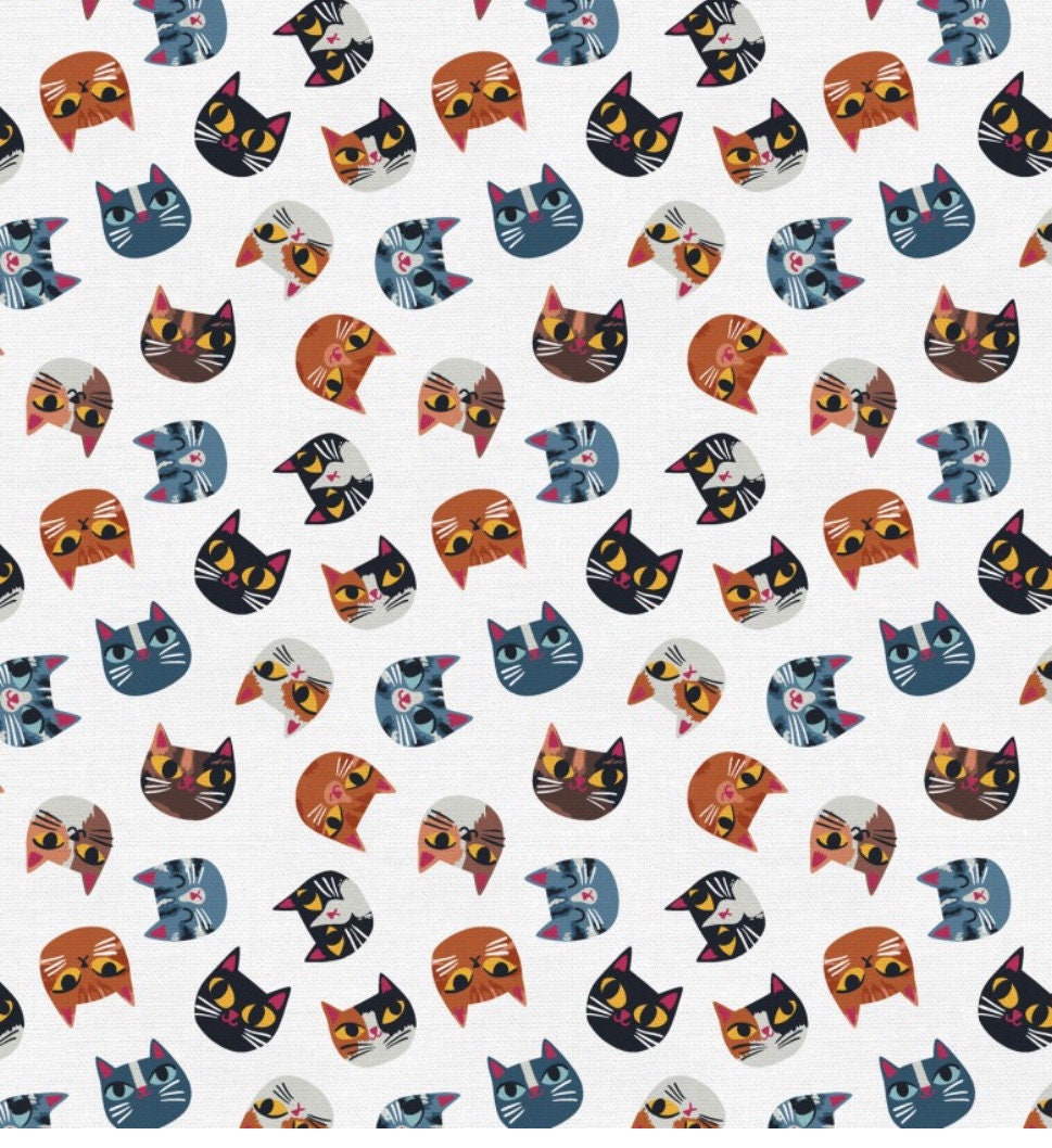 Cats Meow Cotton Fabric by the 1/2 yard- Fat Quarters - 100% Cotton - Fabric - continuous cuts Paintbrush Studio Fabrics
