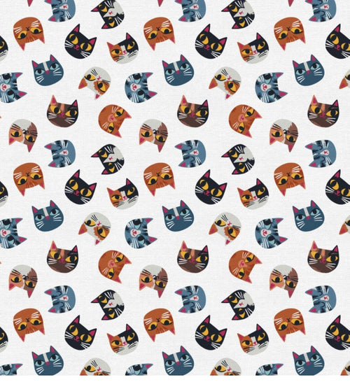 Cats Meow Cotton Fabric by the 1/2 yard- Fat Quarters - 100% Cotton - Fabric - continuous cuts Paintbrush Studio Fabrics
