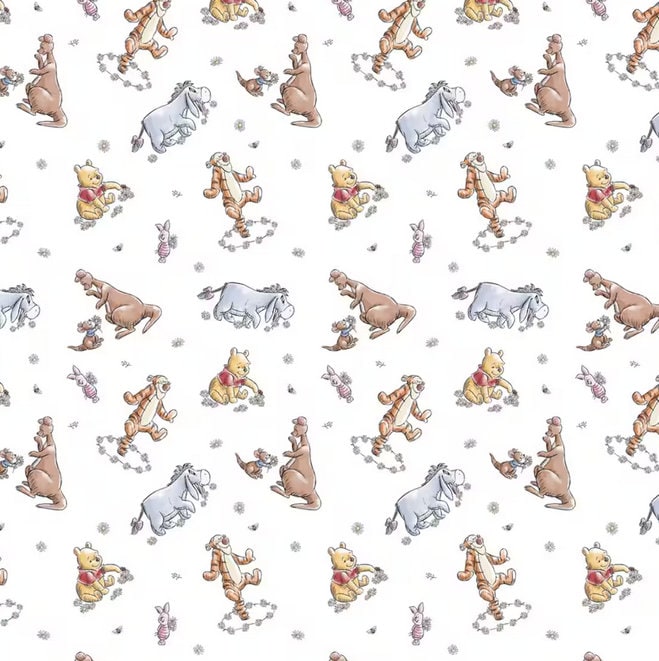 Winnie the Pooh Sketch Bear Fabric - 100% Cotton - Licensed Fabric