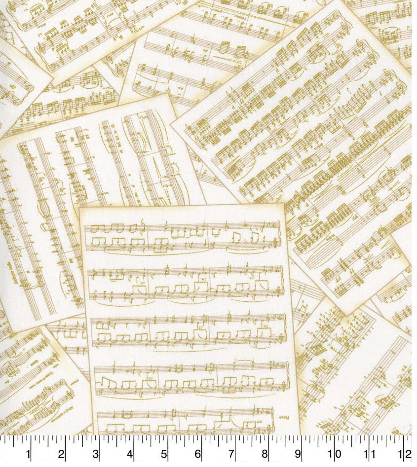 Sheet Music on Cream 100% Cotton fabric- Hi Fashion