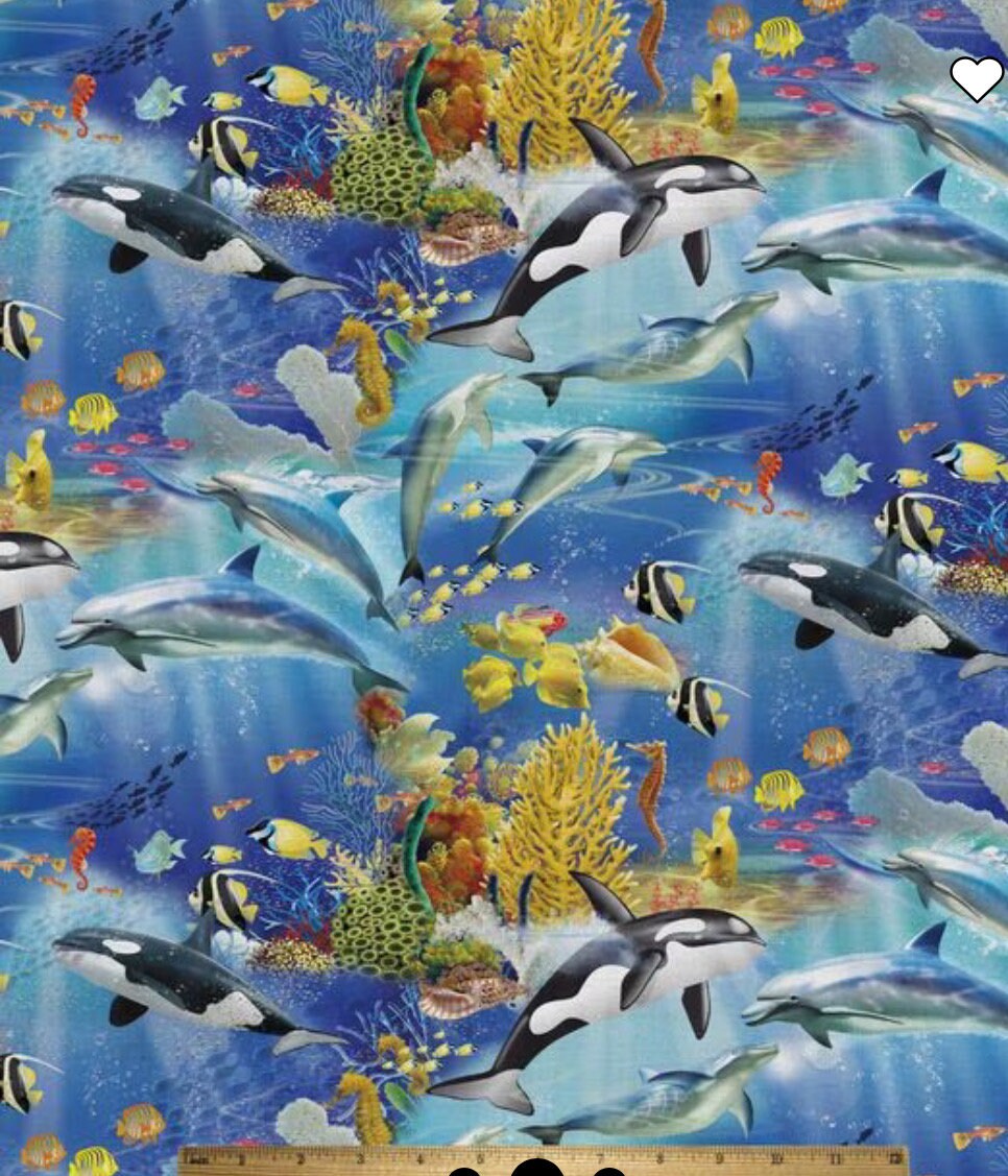 Blue Wonders of the Ocean Cotton Fabric- Continuous cuts - 100% Cotton - David Textiles