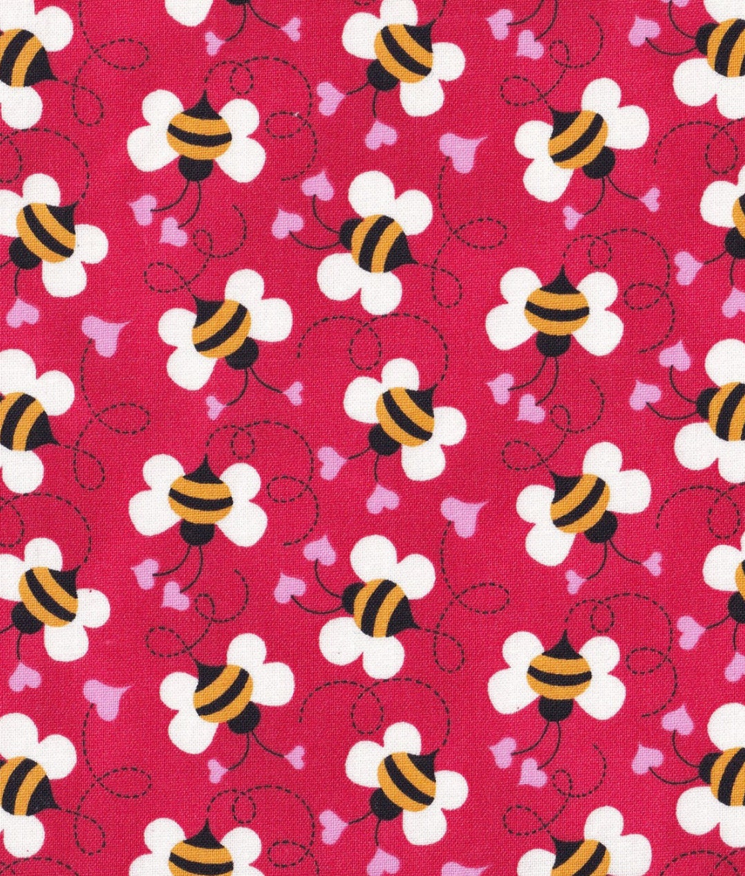 Bees Buzzing in Love Cotton fabric-  continuous cuts- 100% Cotton