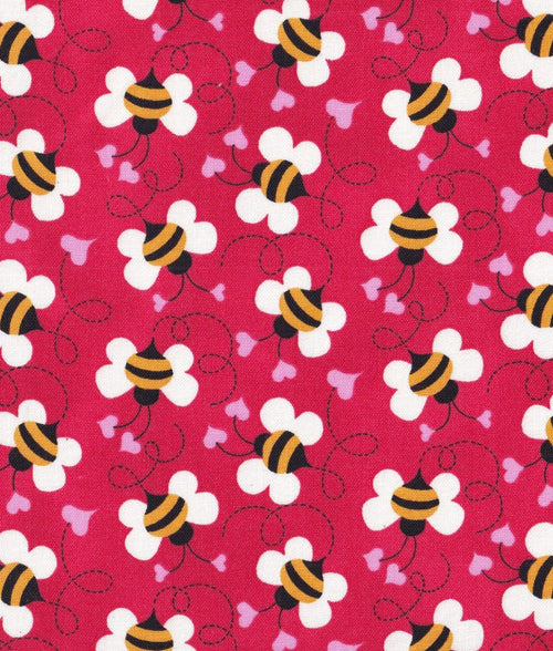 Bees Buzzing in Love Cotton fabric- continuous cuts- 100% Cotton