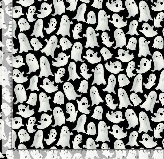 Timeless treasures cotton Halloween fabric- Fabric- Fat Quarters -100% Cotton -TT-Boo CD2931 Black - Ghost