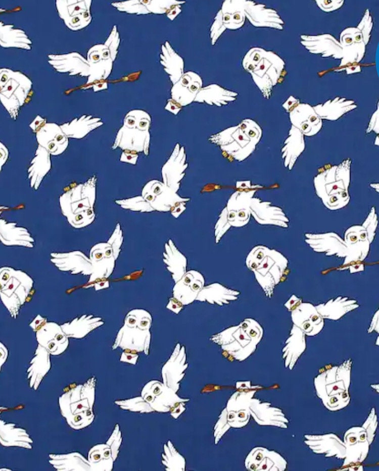 Camelot Harry Potter Blue Hedwig Cotton fabric - 100% Cotton - Licensed Fabric