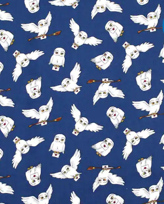 Camelot Harry Potter Blue Hedwig Cotton fabric - 100% Cotton - Licensed Fabric