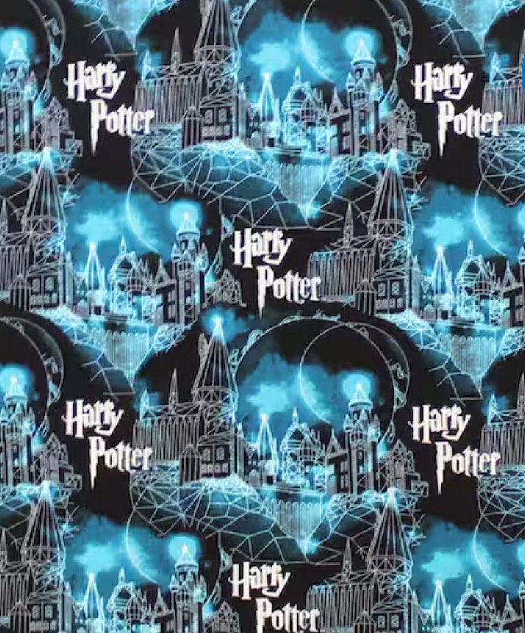 Camelot Harry Potter Blue Hogwarts Cotton fabric 100% Cotton -