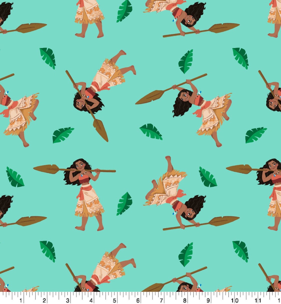 Disney Princess Moana Tropical Islands cotton fabric  100% Cotton - continuous cuts- Licensed Fabric
