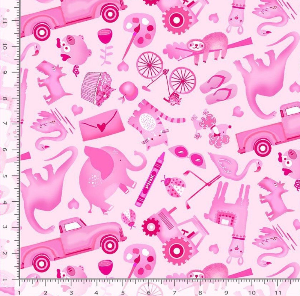I SPY fabric Pink 100% Cotton TT-Gail CD2621 Pink - I Spy Objects