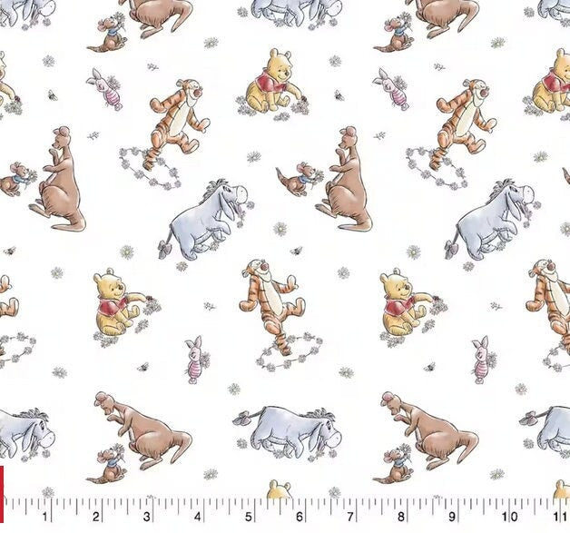 Winnie the Pooh Sketch Bear Fabric - 100% Cotton - Licensed Fabric