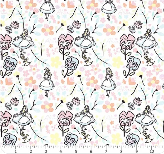 Alice in Wonderland - Wonderland Forest cotton fabric 100% Cotton -continuous cuts CAM85020404-01