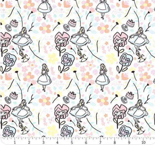 Alice in Wonderland - Wonderland Forest cotton fabric 100% Cotton -continuous cuts CAM85020404-01 Licensed Fabric