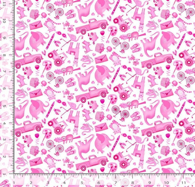 Mini I SPY fabric Pink - 100% Cotton TT-Gail CD2628 Pink - I Spy Objects MINI